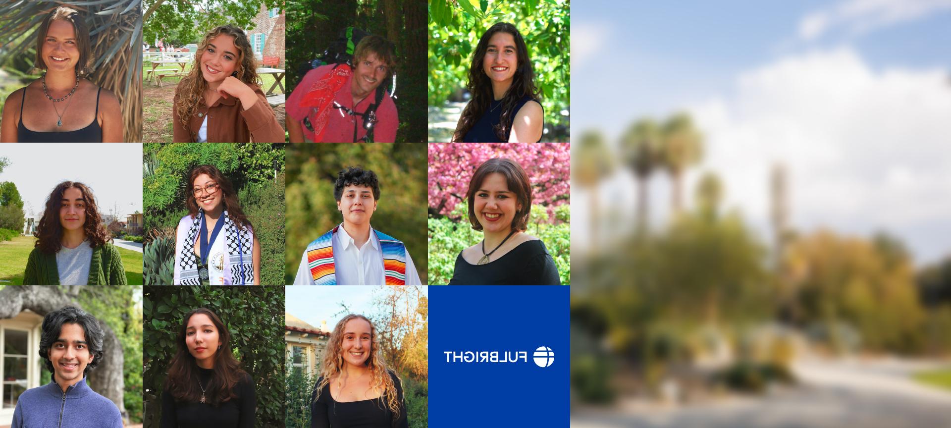 A collage of photos of student Fulbright winners